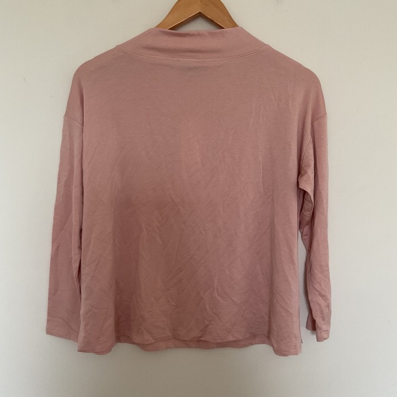 NWT Eileen Fisher Stretch Terry Funnel Neck Box-Top Sz XXS Blush Boxy Fit $158 - Picture 2 of 9